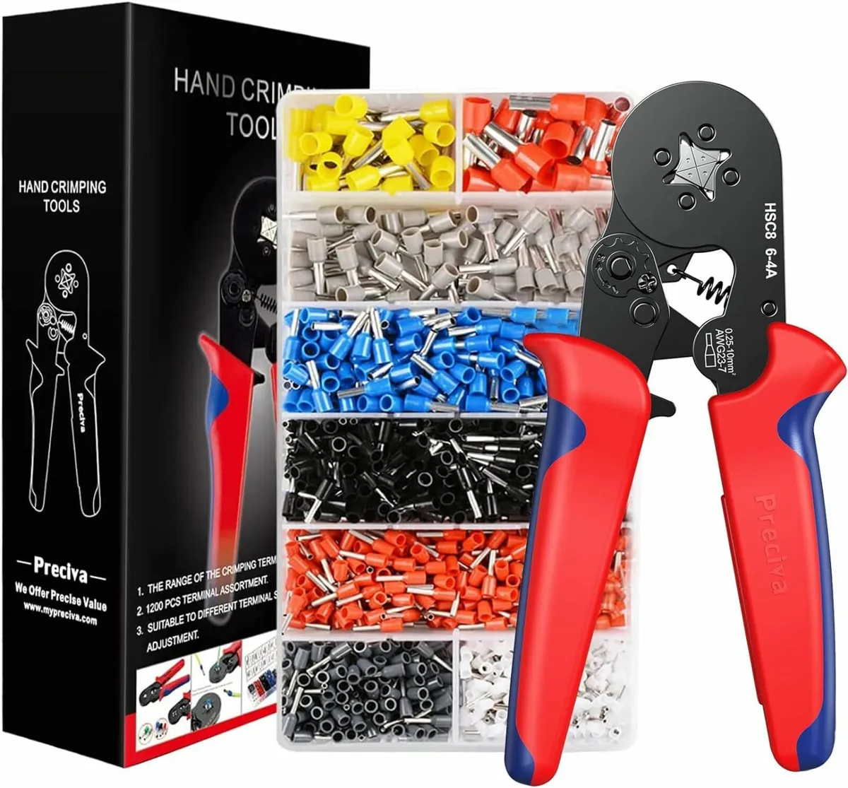 Crimping Plier Set, Preciva 0.25-10mm² Ferrule Cri