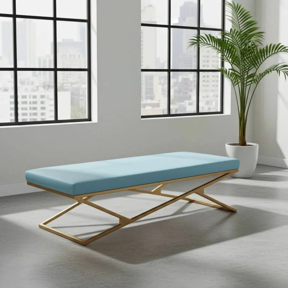 Metal frame bench with ecoleather seat - Image 1