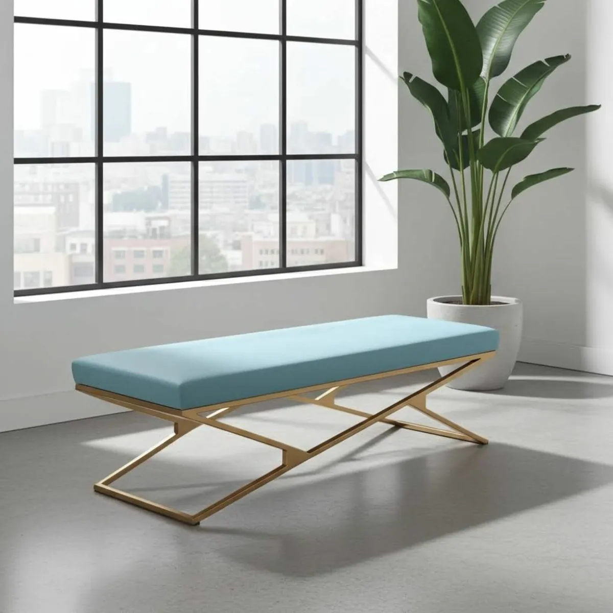 Metal frame bench with ecoleather seat - Image 2