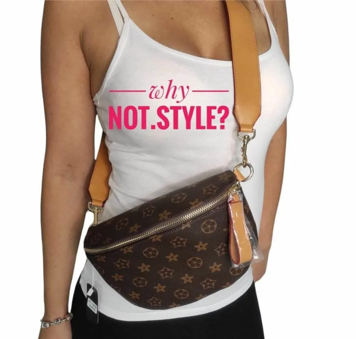 Brown patterned kidney bag - Image 2