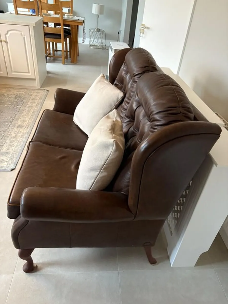 Brown Leather couch/ armchair - Image 4