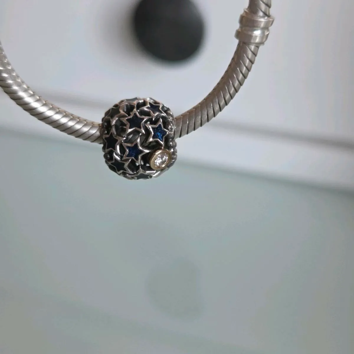 Pandora two tone blue enamel stars night sky charm - Image 1