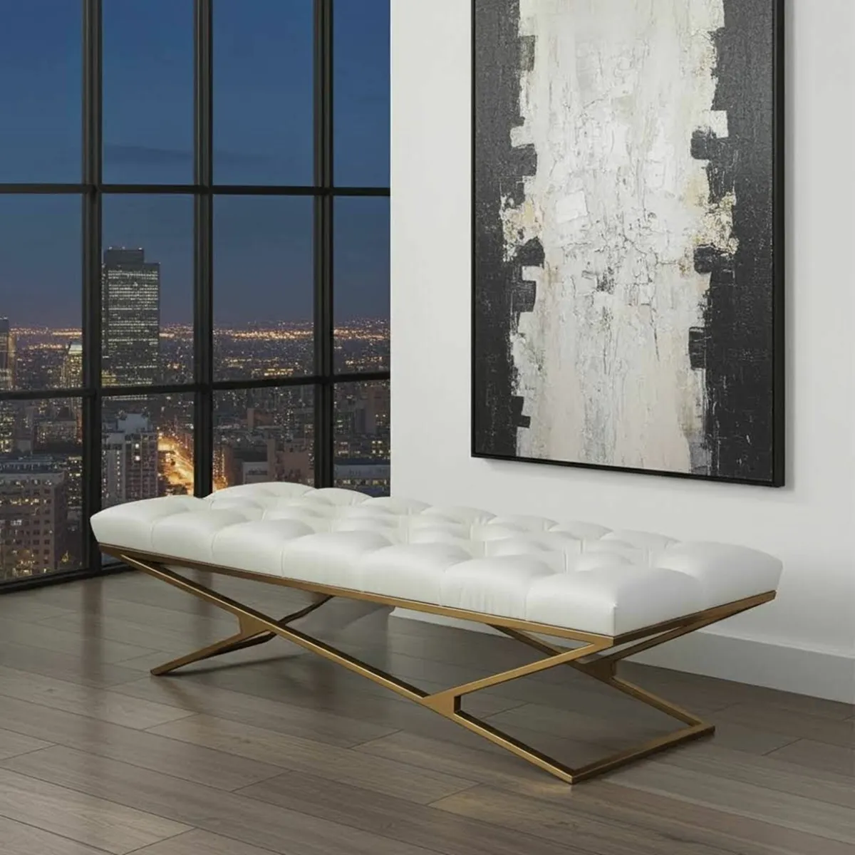 Metal gold frame 140cm ecoleather - Image 2