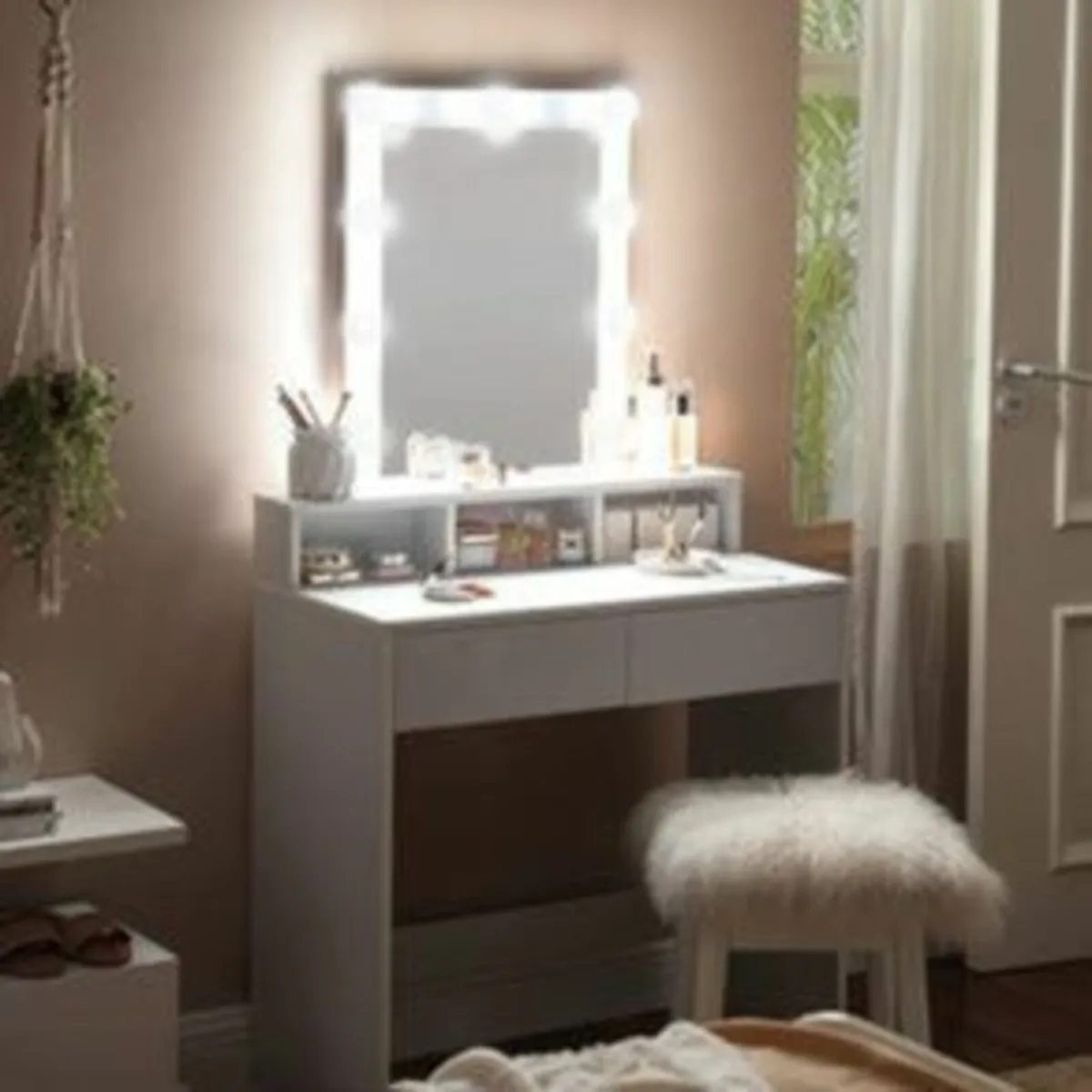 Dressing Table with Mirror and Bulbs, Cosmetic LED - Image 4
