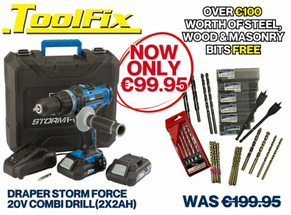 DRAPER Storm Force 20V Combi Drill(2x2Ah)