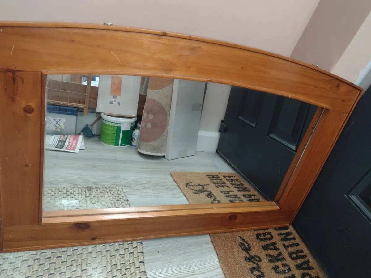 Large heavy solid Oak wall/mantle mirror - Image 2