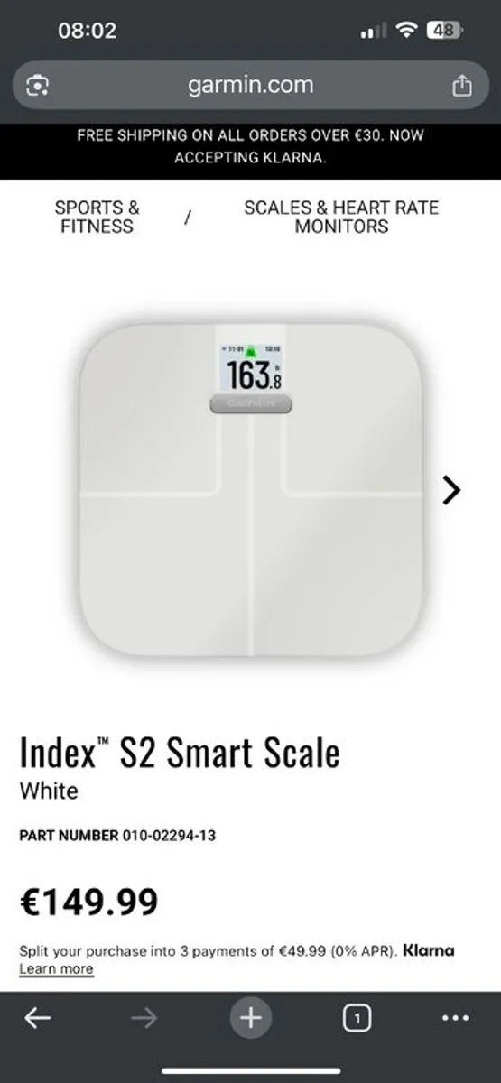Garmin Scale - Index 2 Smart Scale - Brand New - Image 1