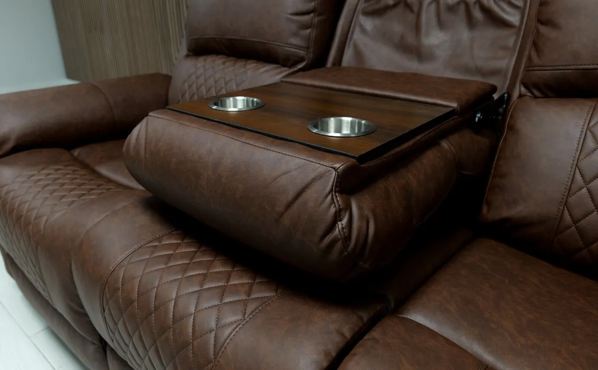 Roman 3+2 Brown Leather Manual Recliner Sofa Set - Image 4