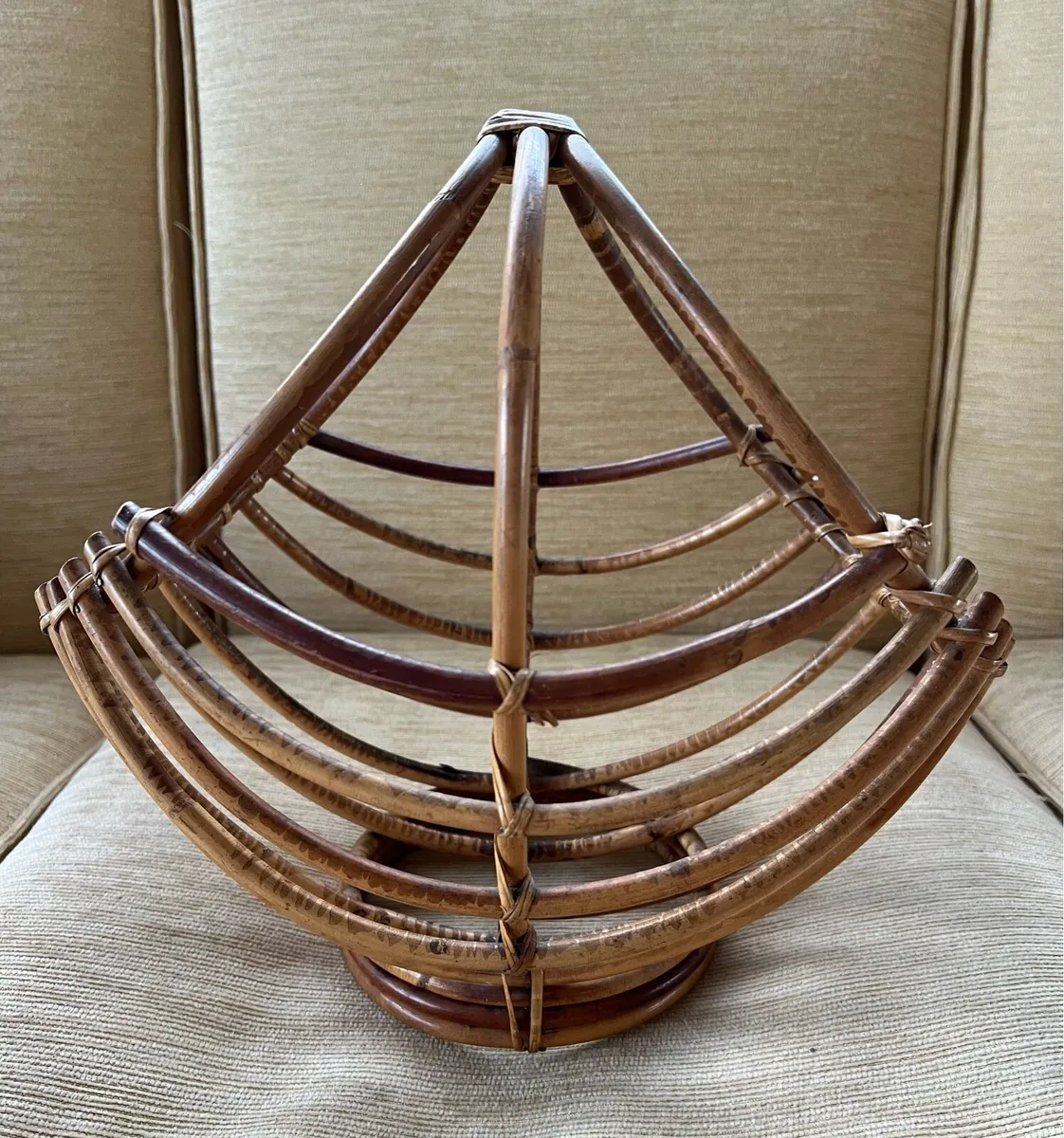 Rare! Mid Century Bamboo/Rattan Basket - Image 2