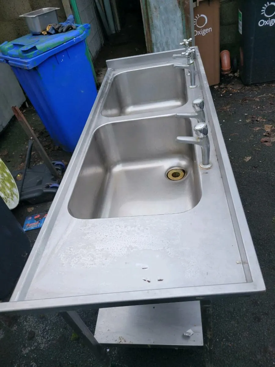 Sink Double Stainless Steel Shelved - Image 4