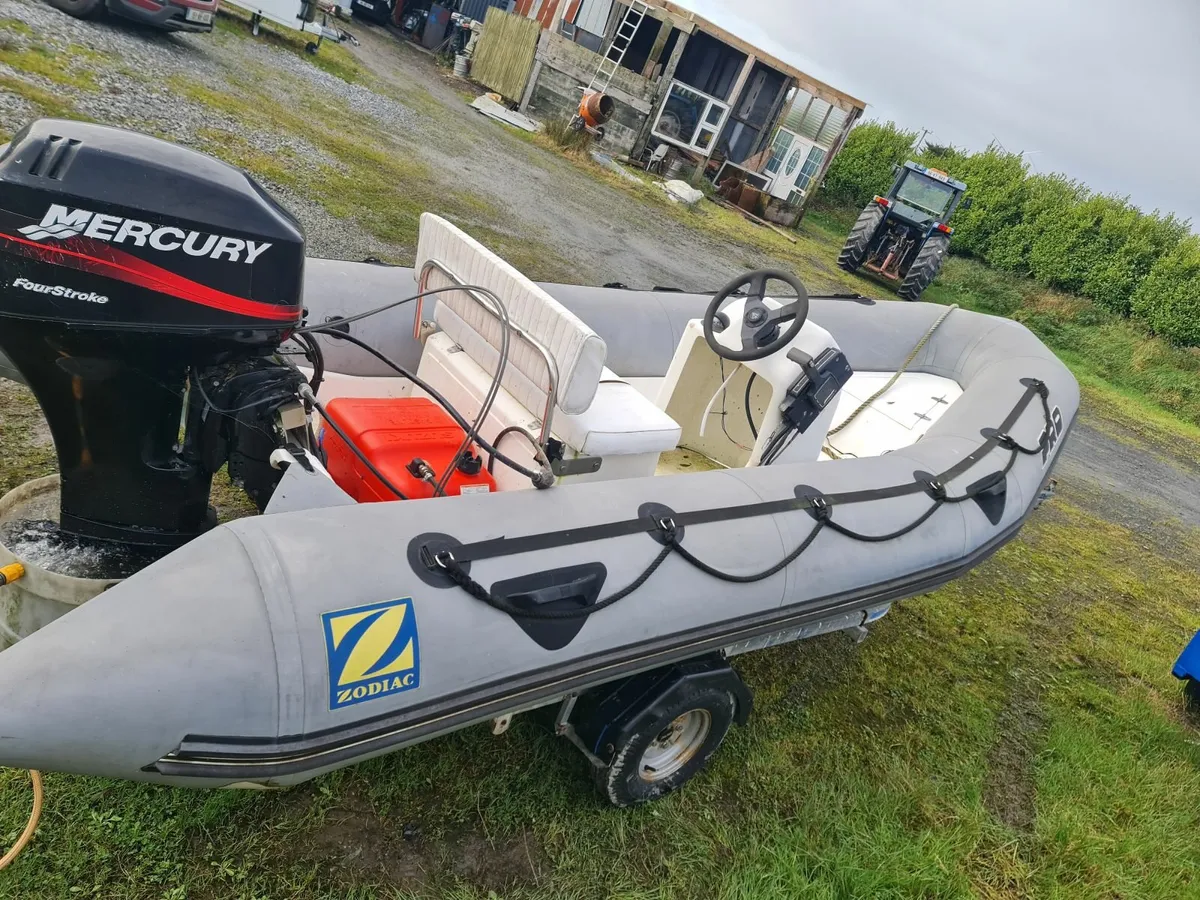 4.7 meter rib 4 stroke 30hp good trailer fine boat - Image 1