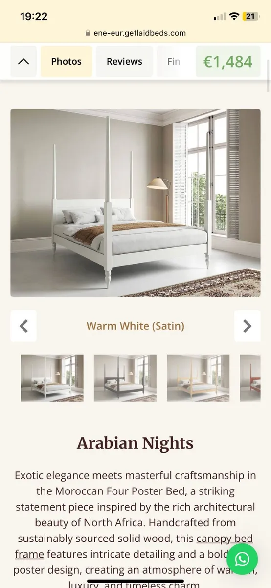 Four poster Moroccan super king bed - Image 1