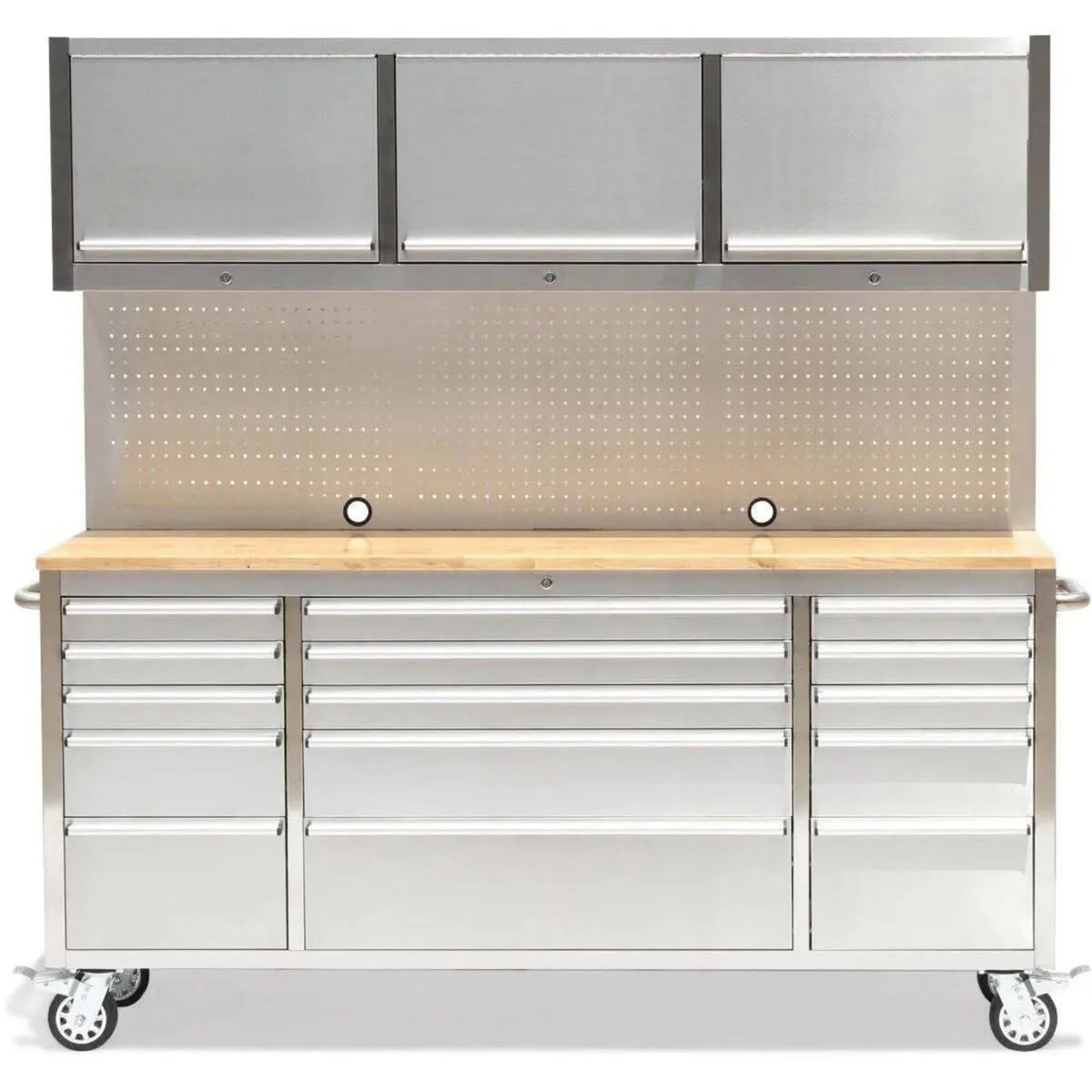 72" 15 Drawer Work Bench with Upper Cabinets - Image 1