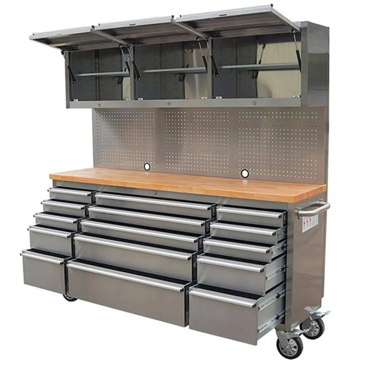 72" 15 Drawer Work Bench with Upper Cabinets - Image 3