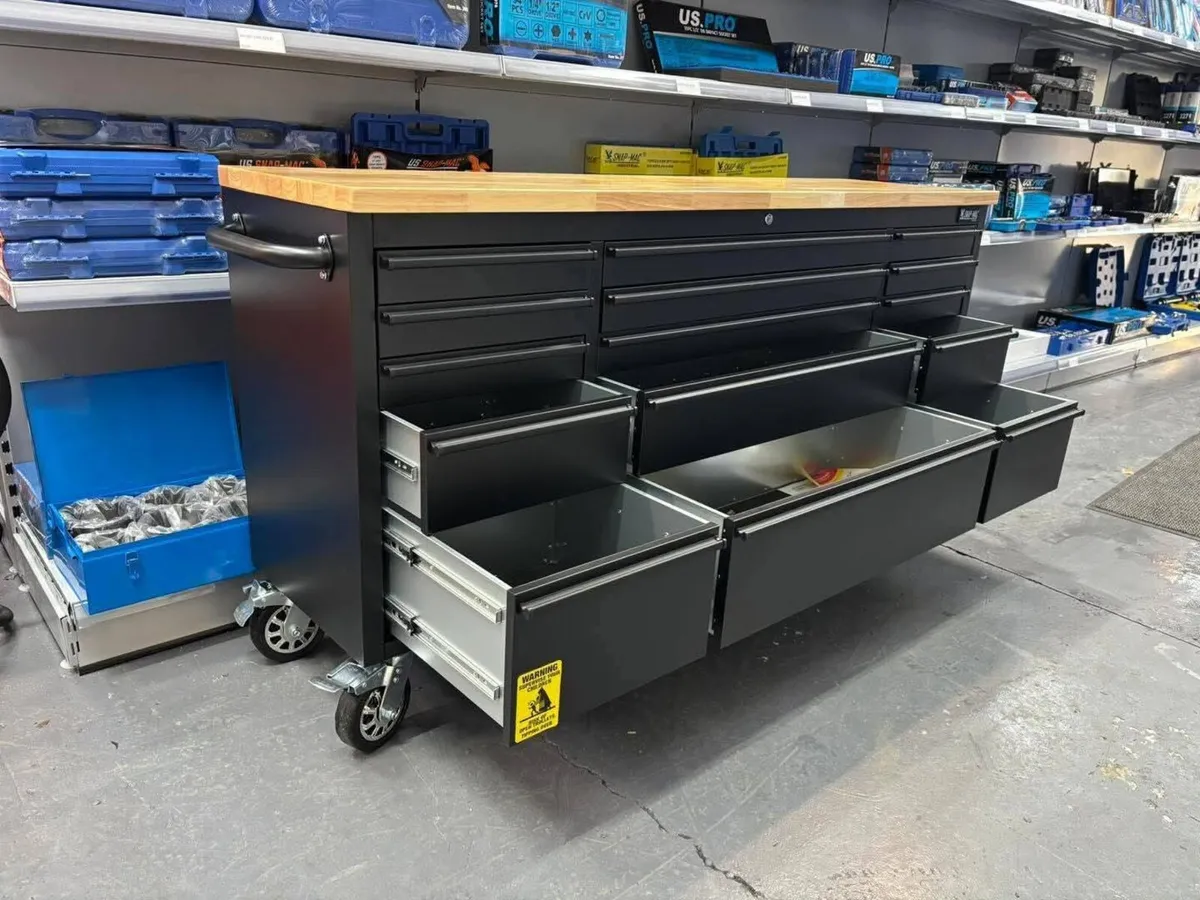 72” 15 Drawer Work Bench Tool Chest Cabinet - Image 4