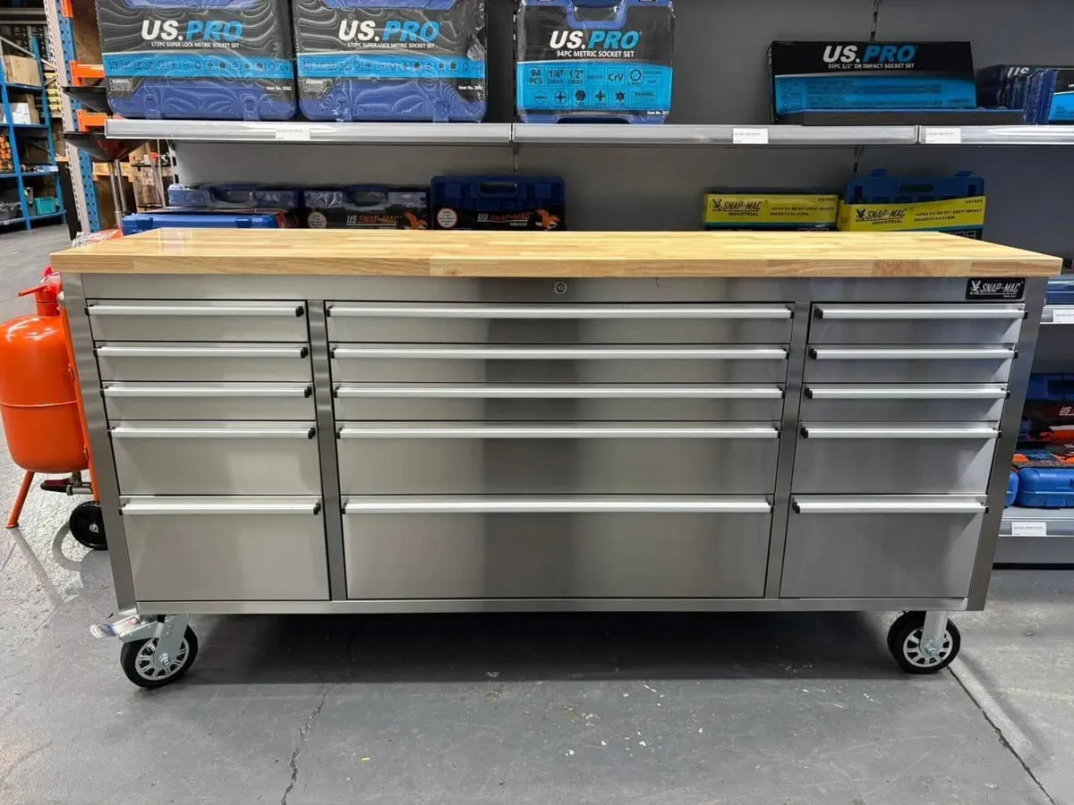 72” 15 Drawer Work Bench Tool Chest Cabinet - Image 1