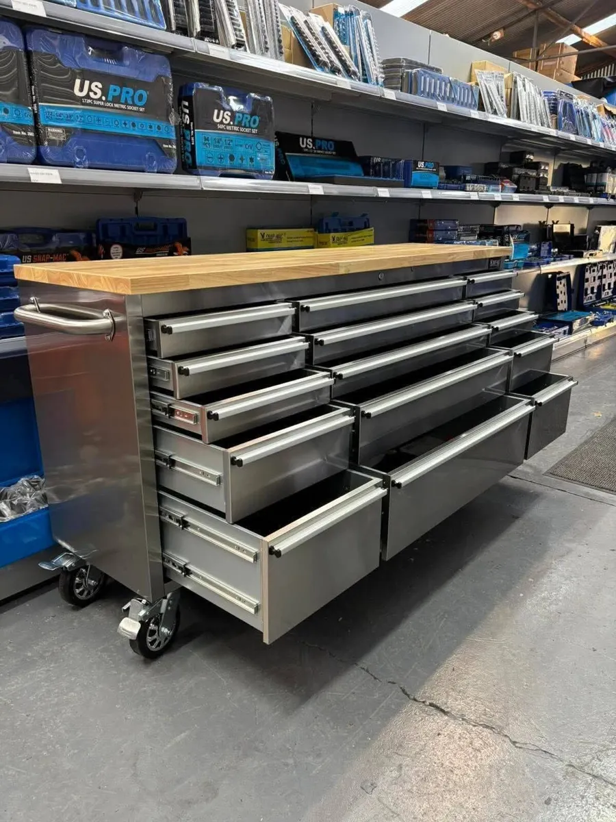 72” 15 Drawer Work Bench Tool Chest Cabinet - Image 4