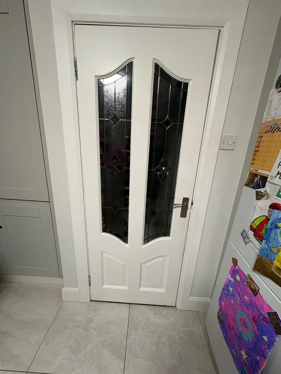 Solid wood interior doors with glass inserts  x2 - Image 1