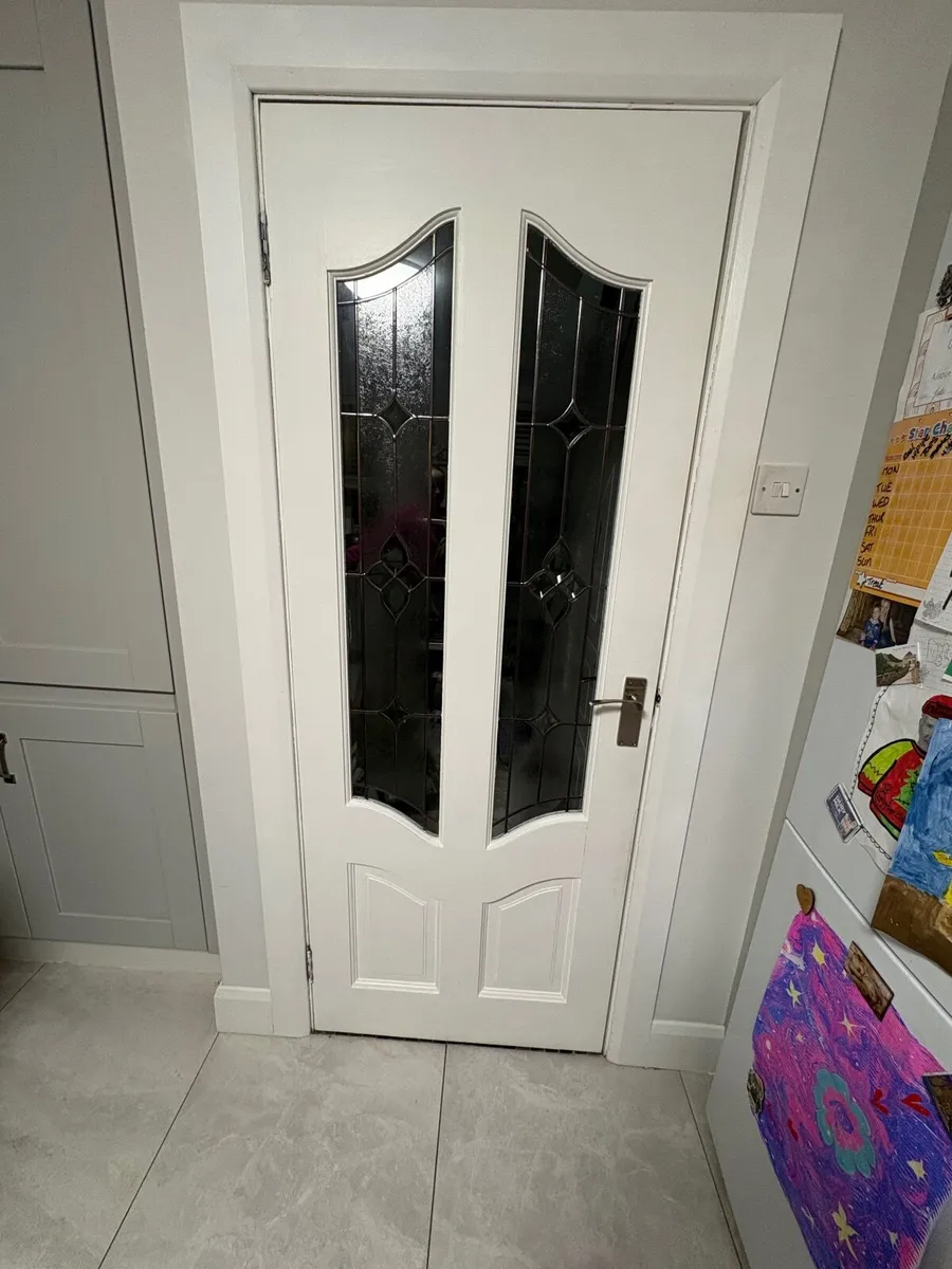 Solid wood interior doors with glass inserts  x2 - Image 2