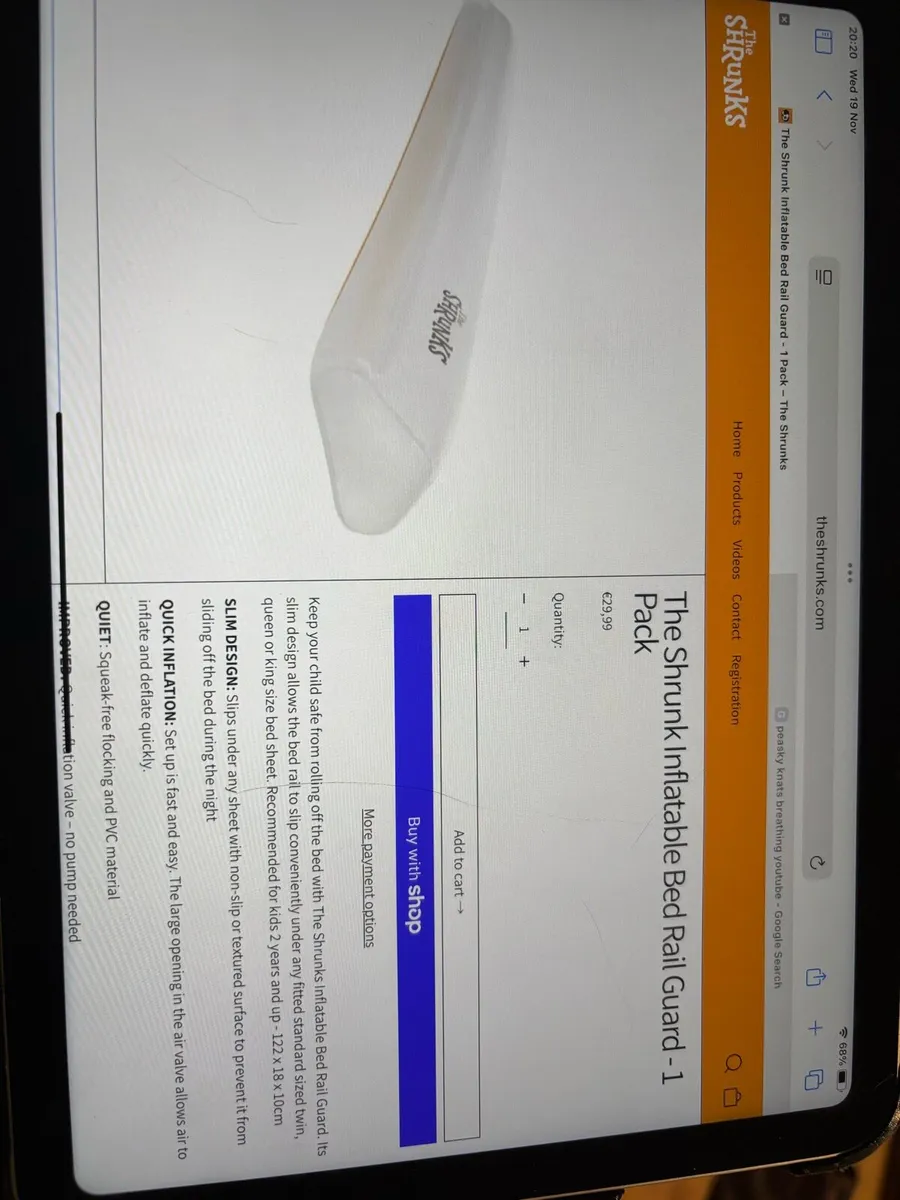 inflatable travel bed rail guard. The shrunks - Image 2