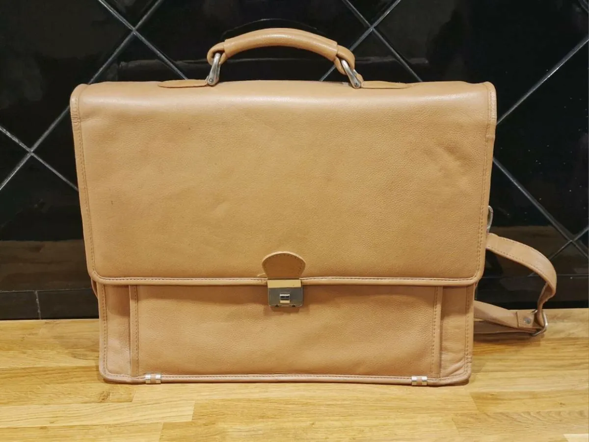 Tan Leather Briefcase/Laptop Bag - Image 1