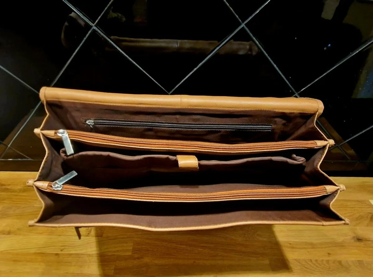 Tan Leather Briefcase/Laptop Bag - Image 2