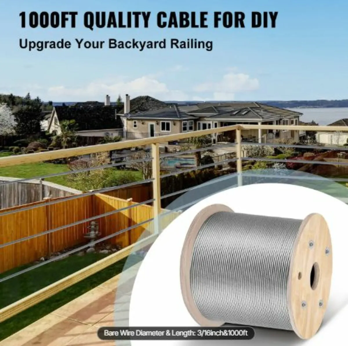 Stainless Steel Cable 3/16"x 1000ft, T316 Marine - Image 2