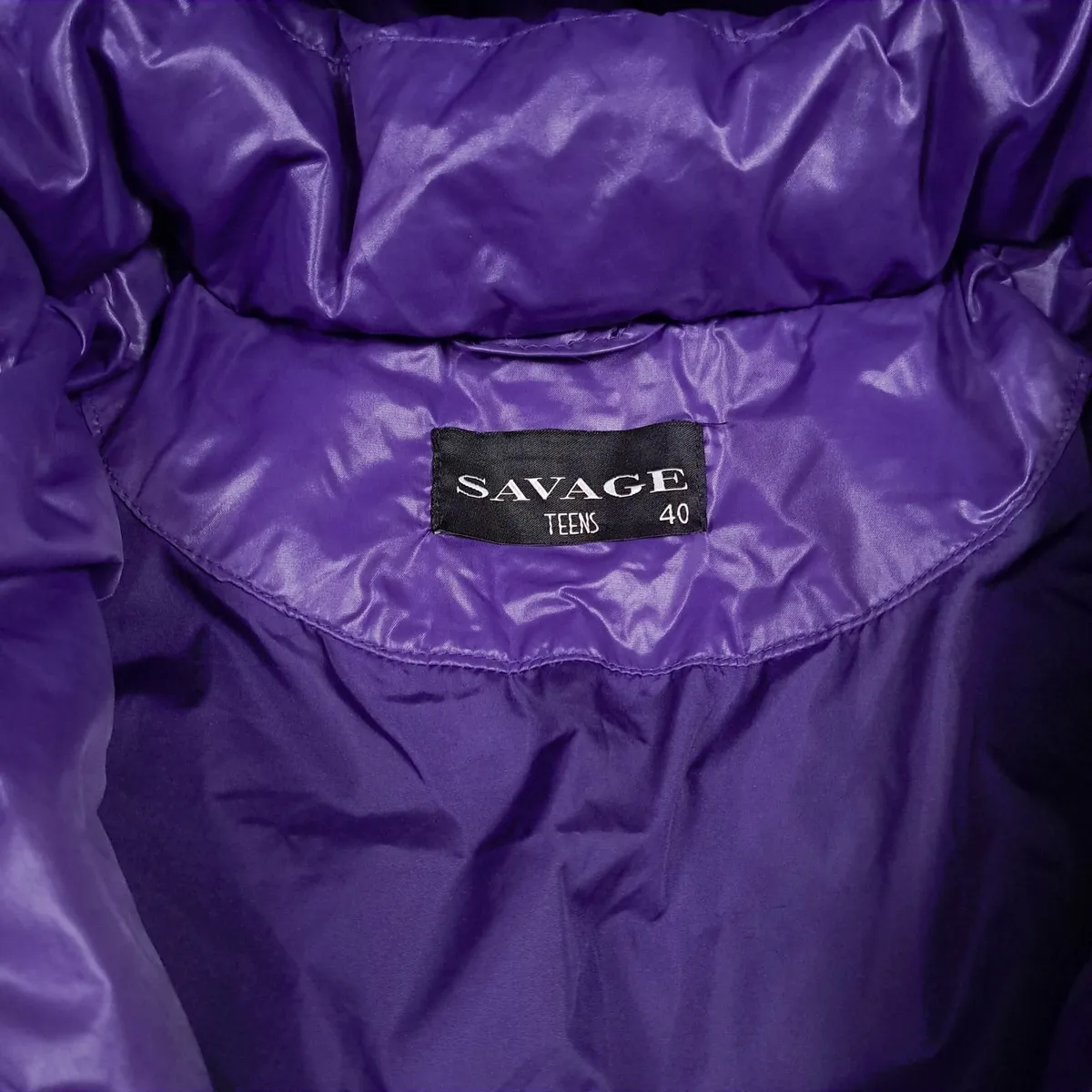 Savage Purple Down Belted Puffer Coat Jacket 8UK - Image 3