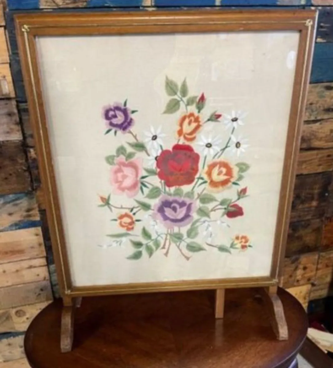 Antique fire screen converts to table - Image 1