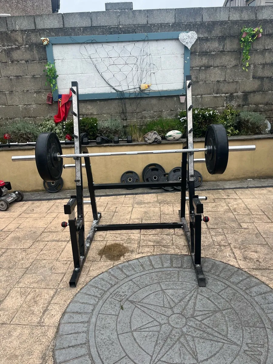 Gym set( barbell, rack and bench left) - Image 3