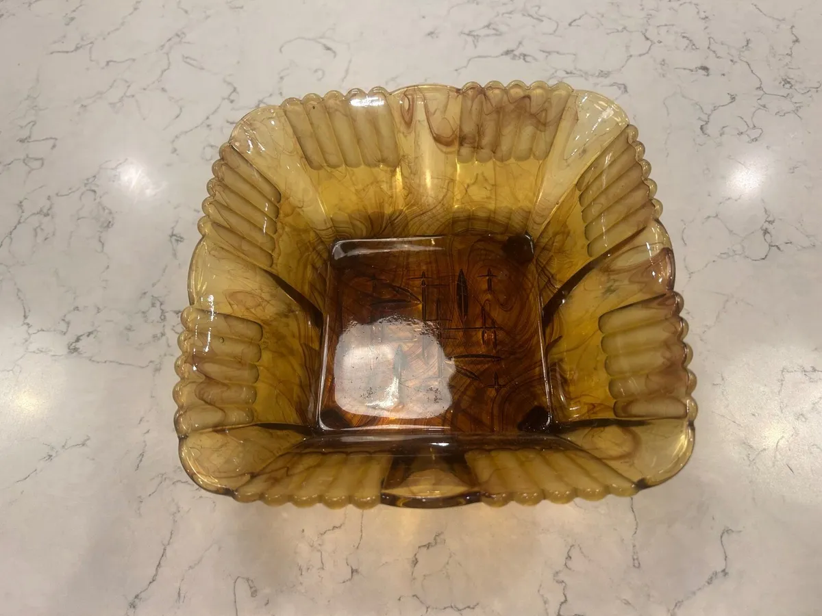 Art Deco Amber Glass Bowl - Image 2