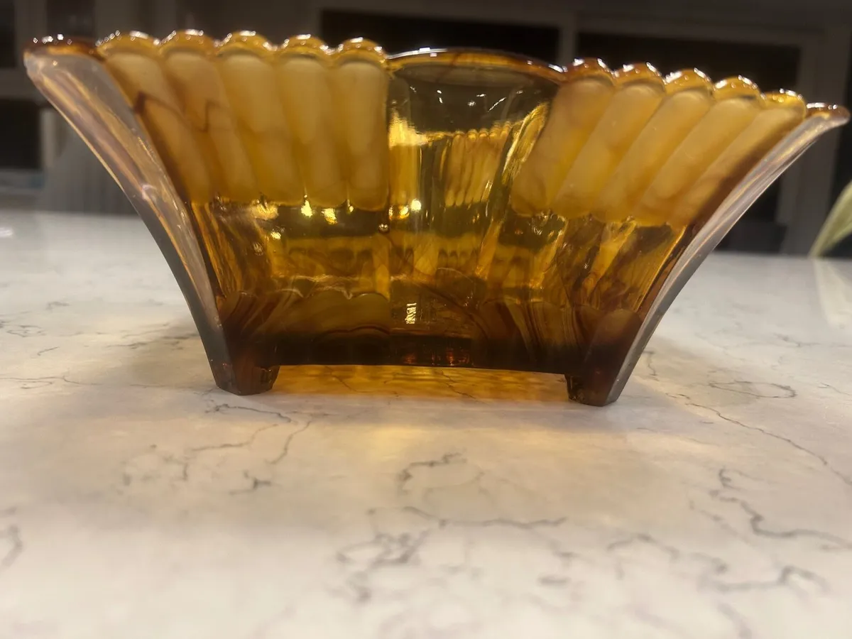 Art Deco Amber Glass Bowl - Image 3