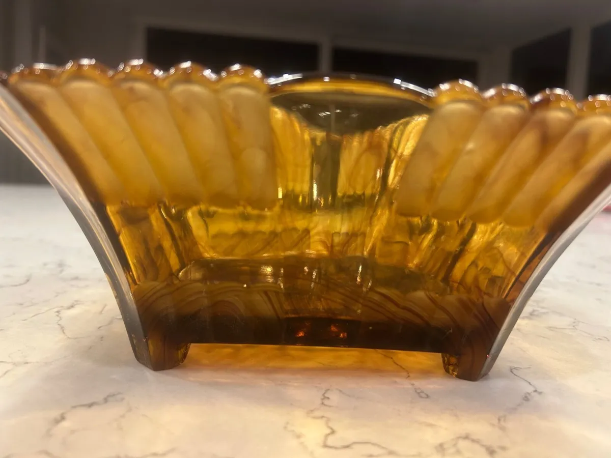 Art Deco Amber Glass Bowl - Image 4