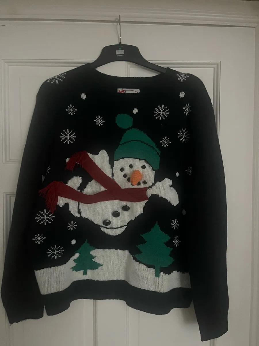 Christmas Jumper Navy snowman - Image 1