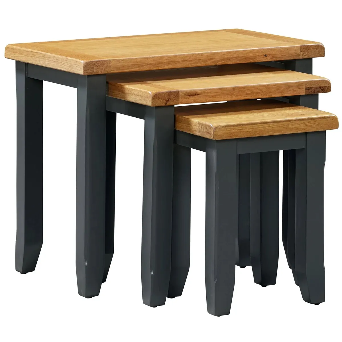 Nesting Tables Set of 3 Natural Oak Wood - Image 1