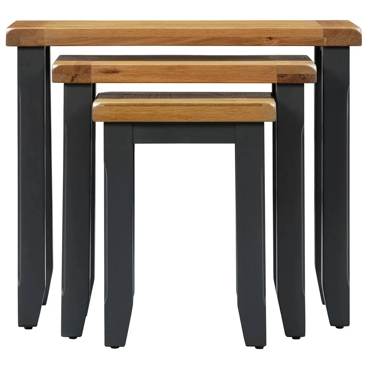 Nesting Tables Set of 3 Natural Oak Wood - Image 2