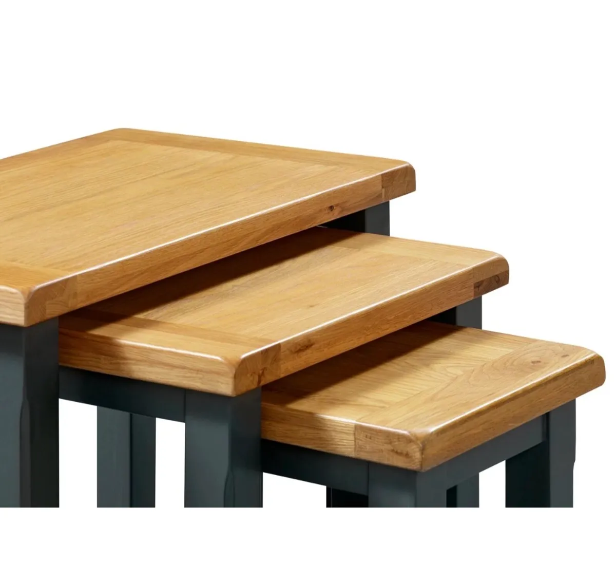 Nesting Tables Set of 3 Natural Oak Wood - Image 3