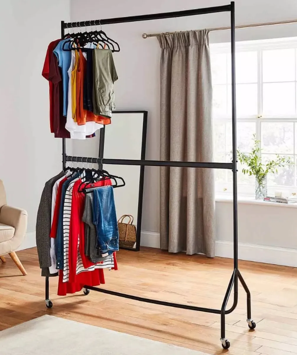 NEW 2 Tier Clothes Rail Garment Hanging Rack 5ft - Image 1