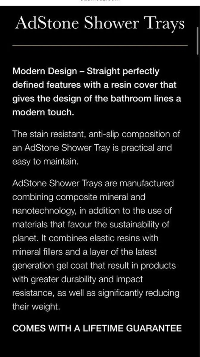 Adstone slate affect shower tray 1200mm x 1000mm - Image 2