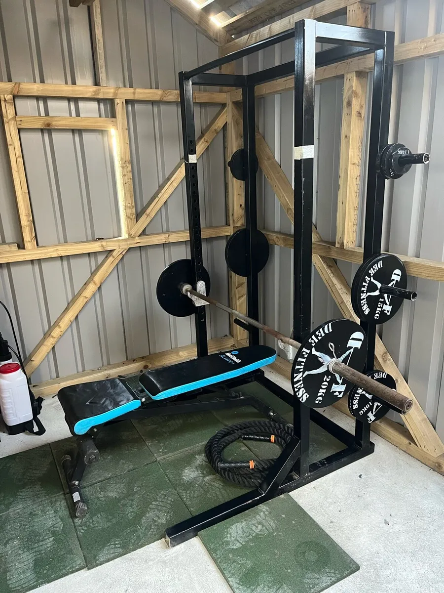 Gym equipment- Squat rack, Bench & weights - Image 1