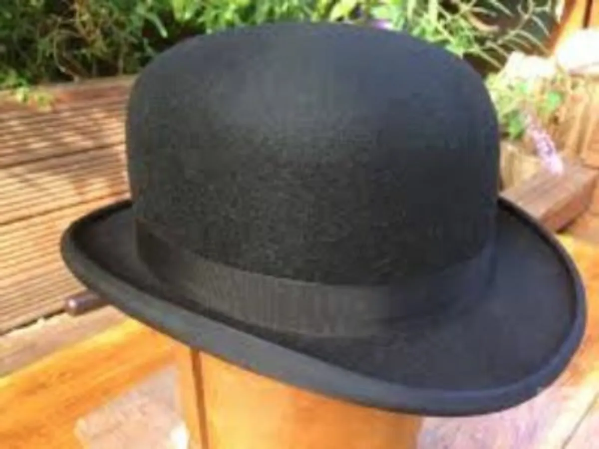 Black Bowler Hat + Velvet Bow Tie + 3 Piece Suit - Image 3