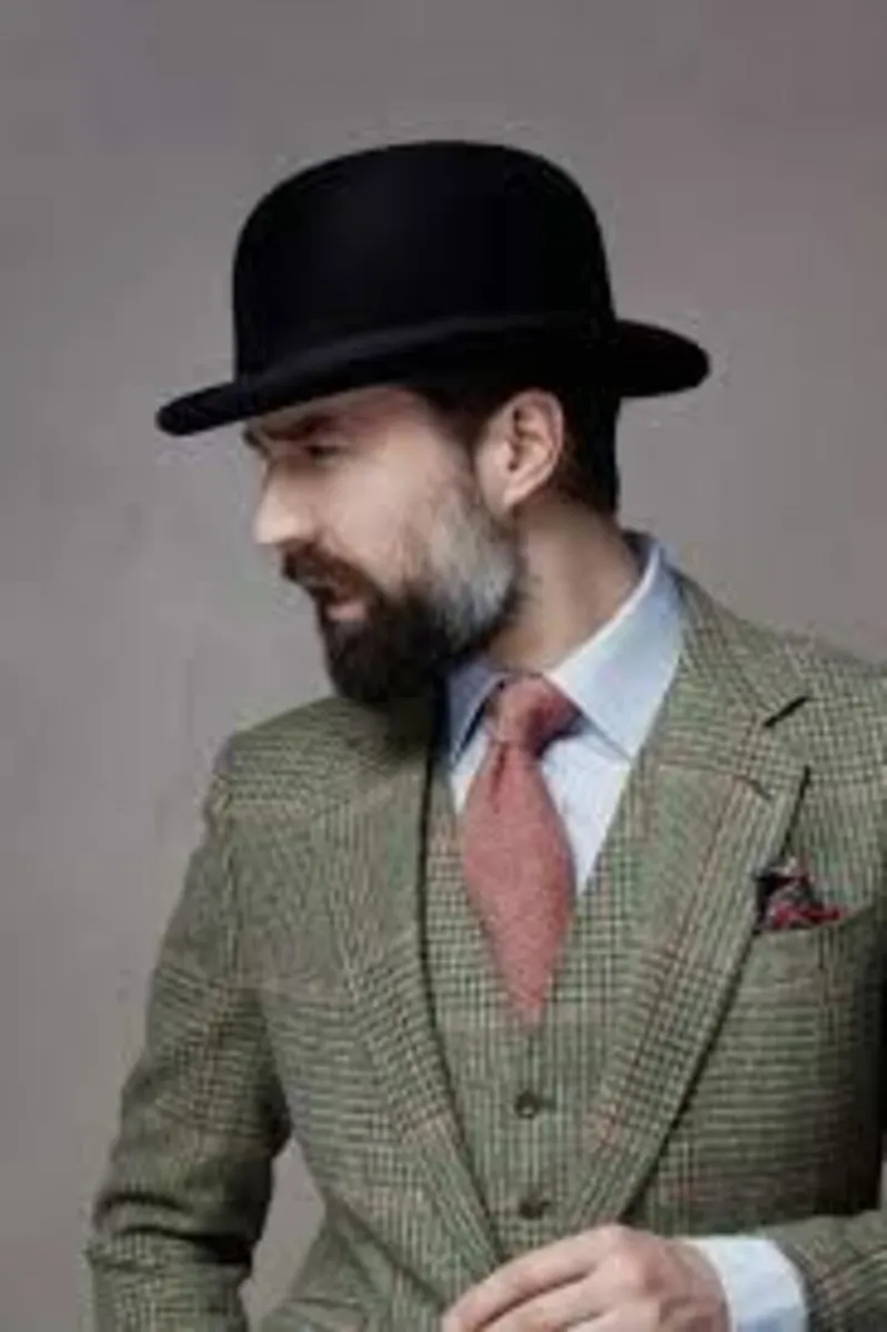 Designer Wedding Suit + Bowler Hat + Bow Tie. - Image 2