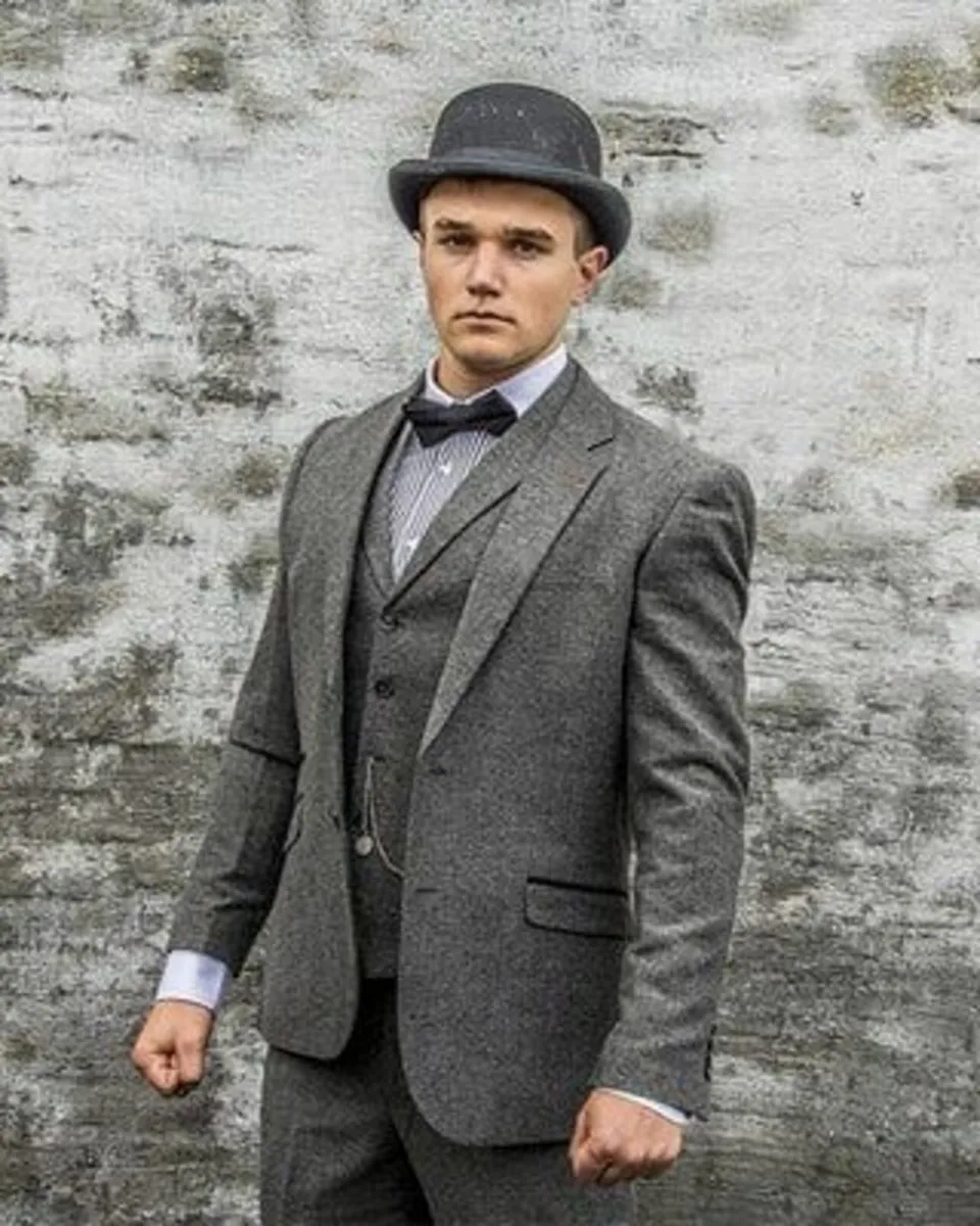 Designer Wedding Suit + Bowler Hat + Bow Tie. - Image 1
