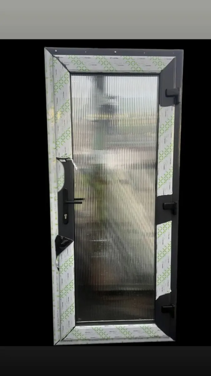 uPVC single doors Charcoal/White shed garage