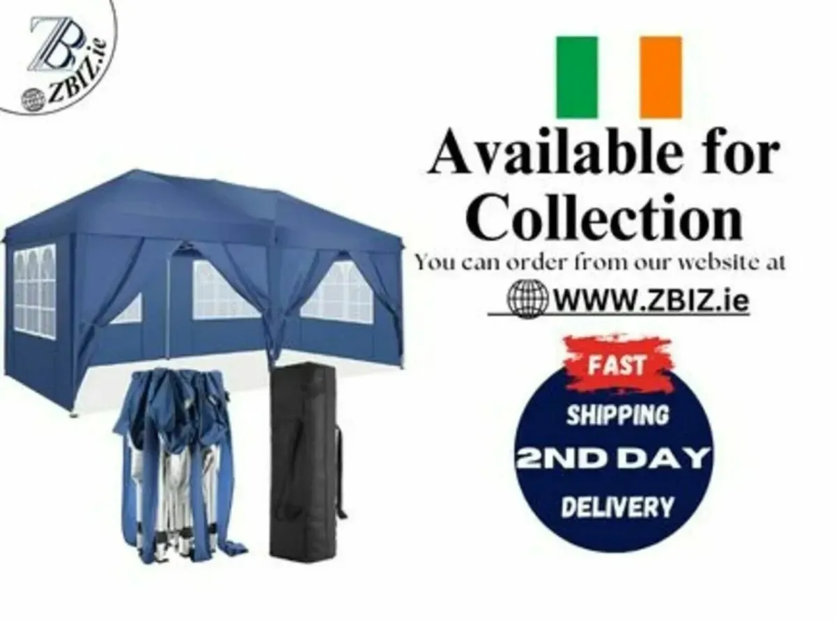 Gazebo Popup 3m x6m tent 4 side panels 2 curtains - Image 1