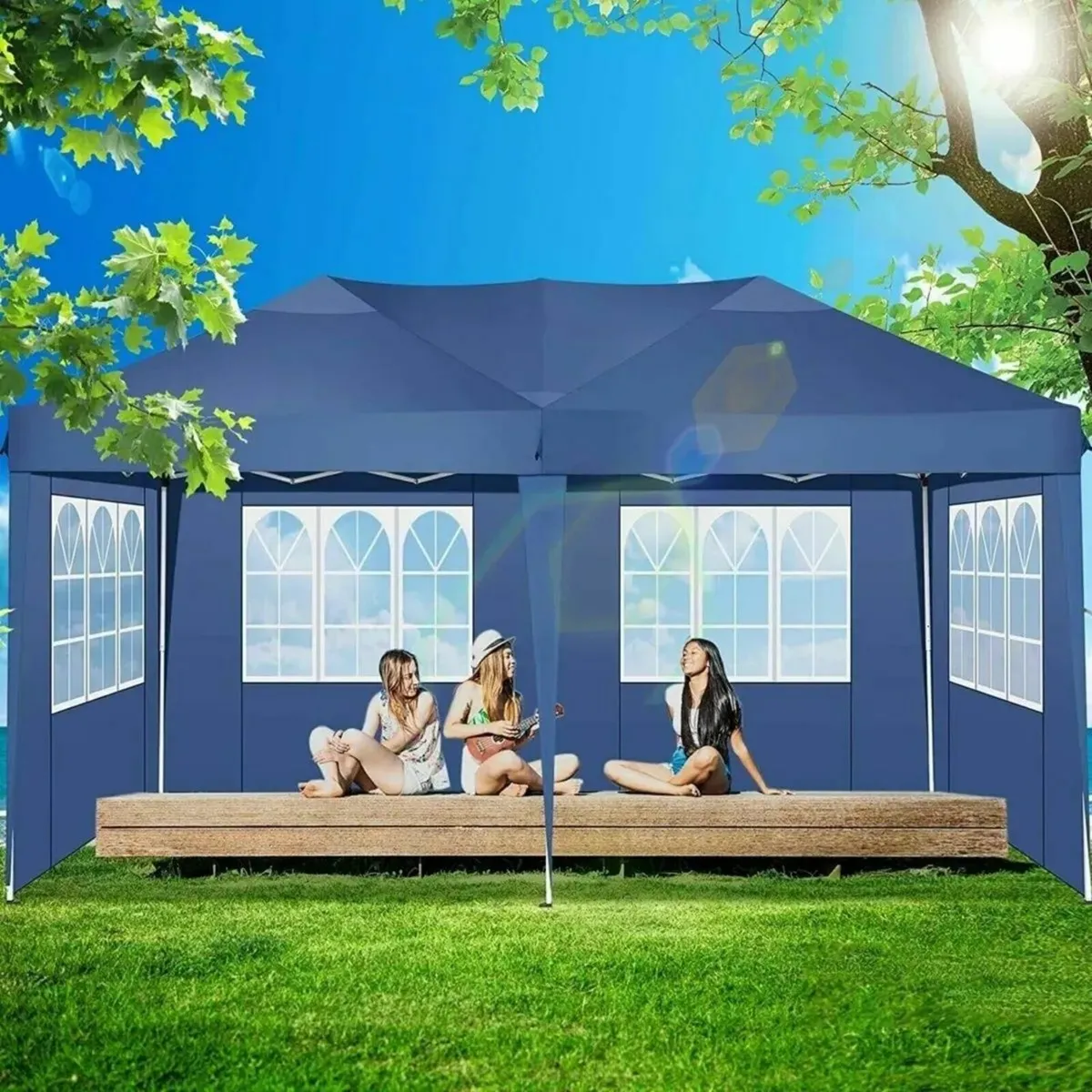 Gazebo Popup 3m x6m tent 4 side panels 2 curtains - Image 3