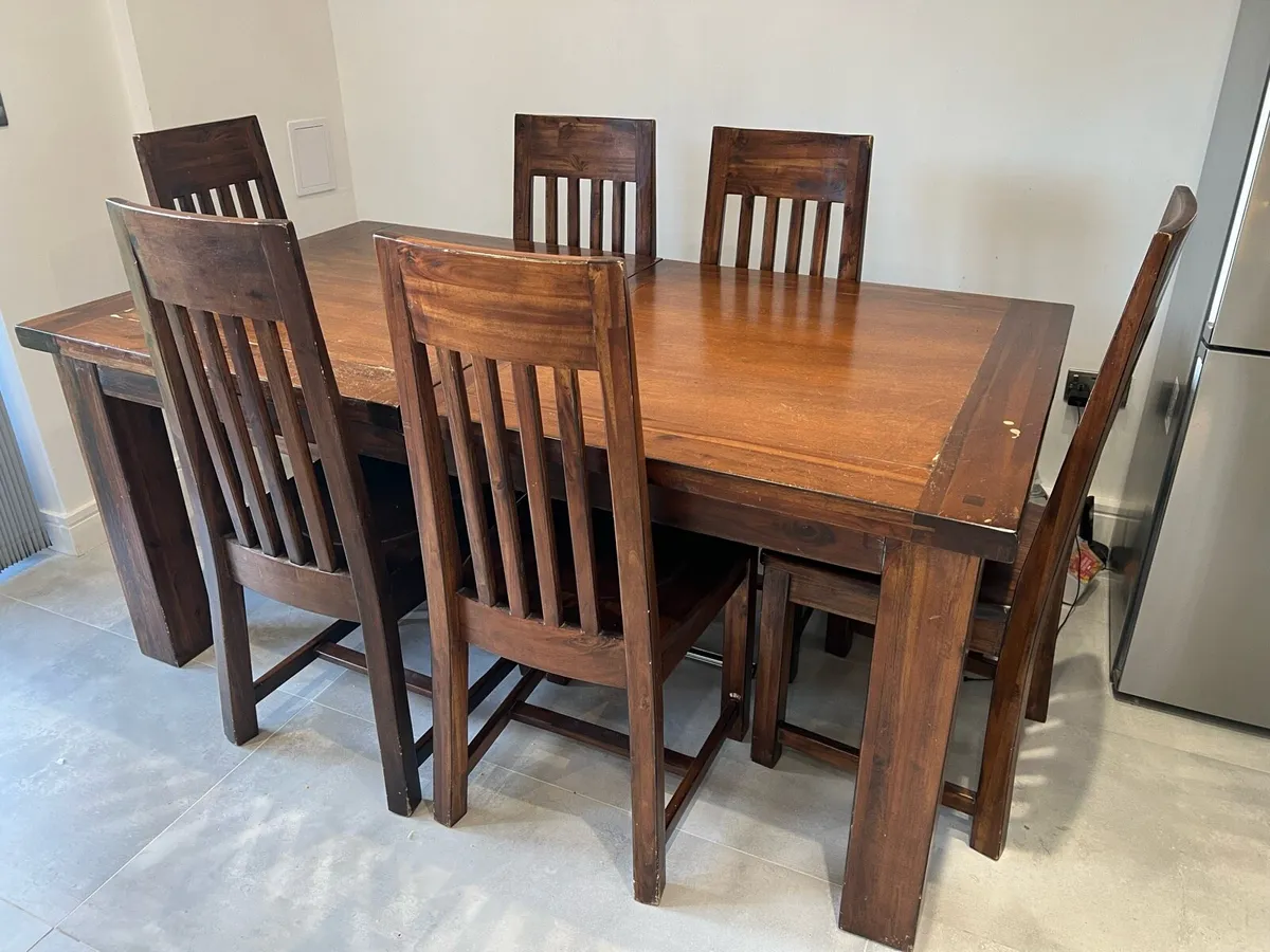 Solid wood table and 6 chairs for sale - Image 2