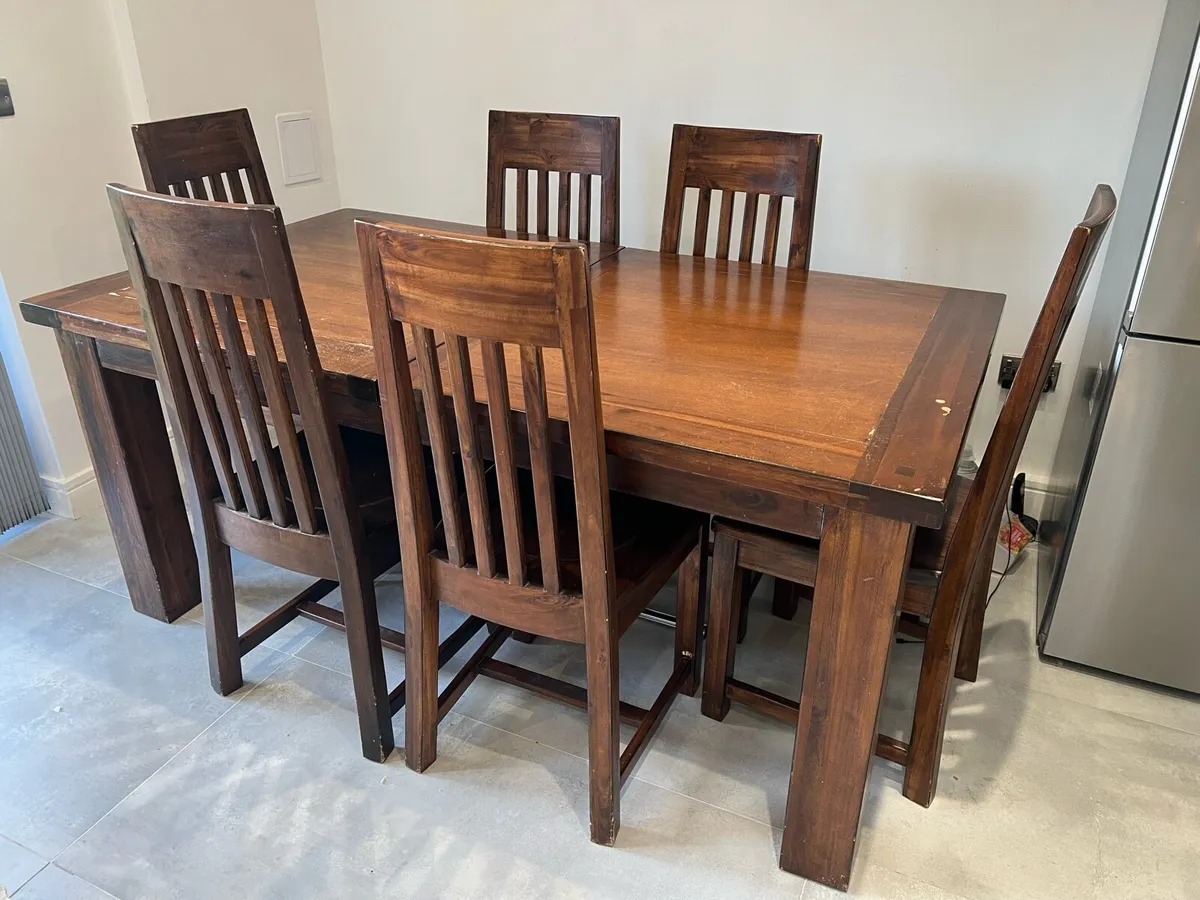 Solid wood table and 6 chairs for sale - Image 3