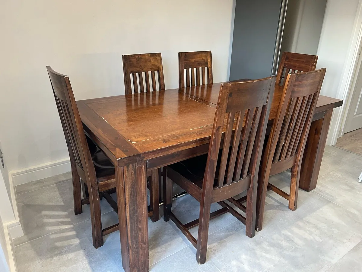 Solid wood table and 6 chairs for sale - Image 4