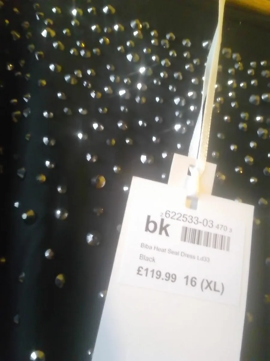 BIBA BLACK EMBELLISHED MIDI DRESS SIZE 16 NEW - Image 4